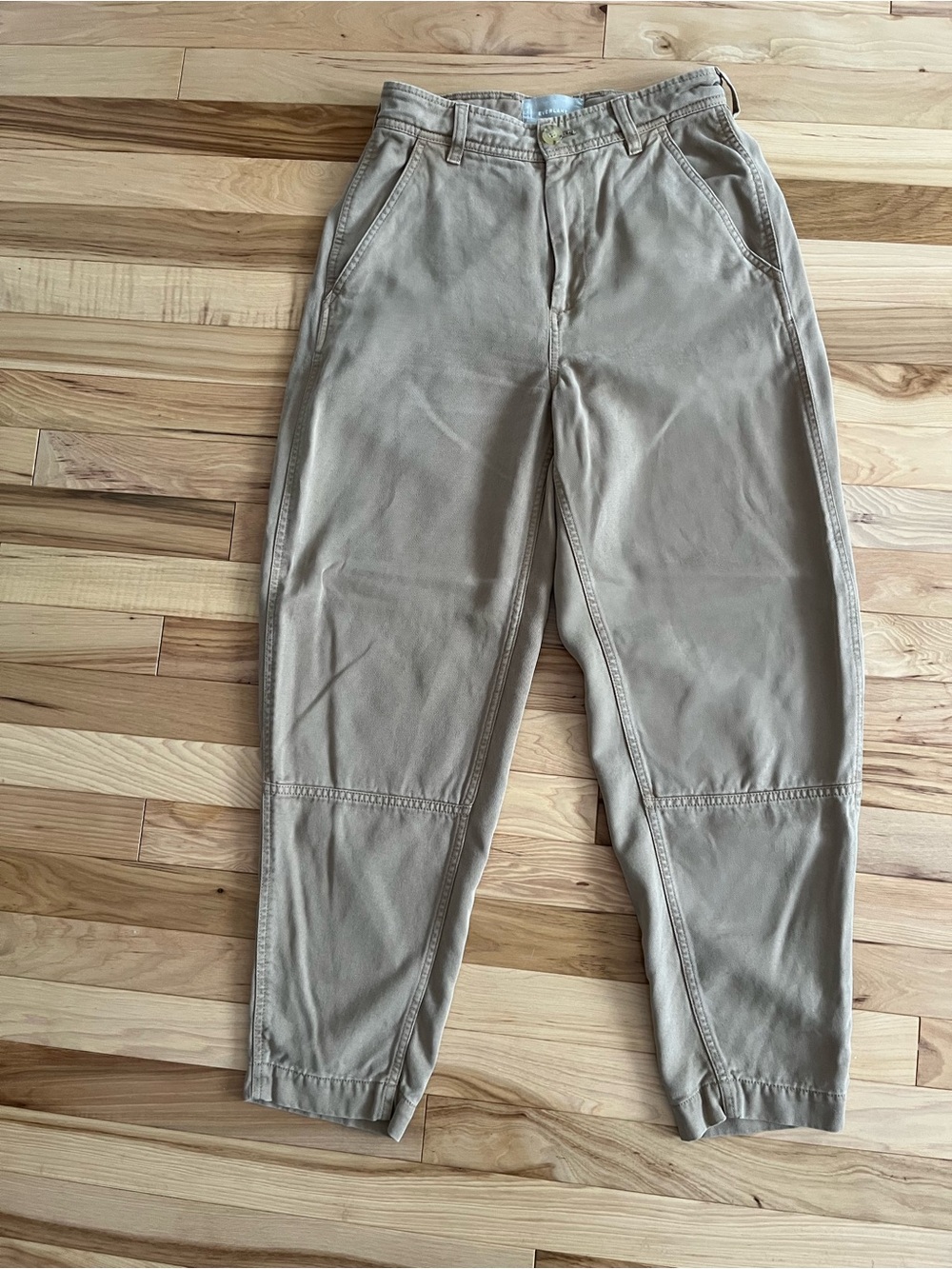 Everlane tan barrel trousers